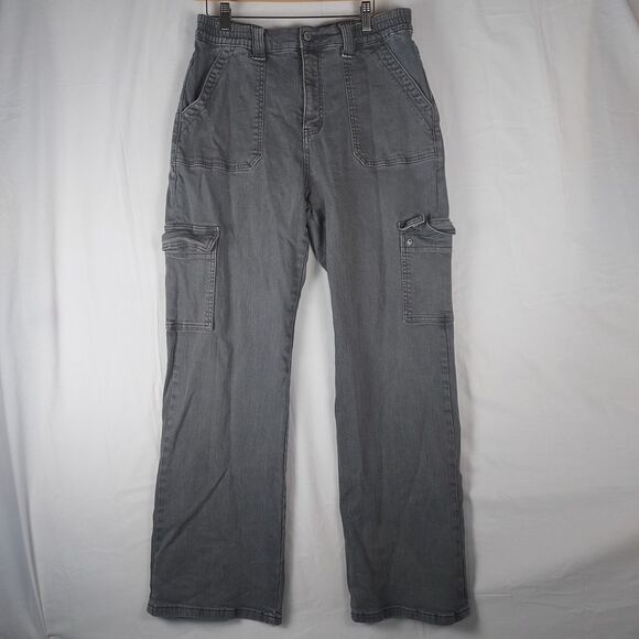 Flying Monkey Cargo Pants Womens 31 Gray Utility Pockets Stretch Casual Streetwe - Picture 1 of 11